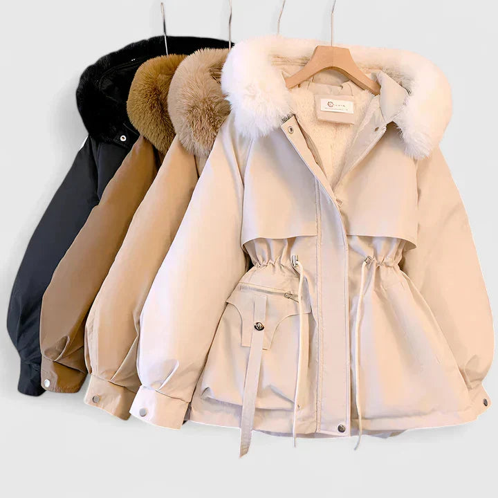 Aya | Women's Faux Fur Hood Parka Coat with Drawstring Waist