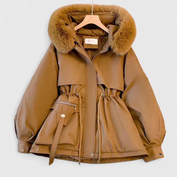 Aya | Women's Faux Fur Hood Parka Coat with Drawstring Waist