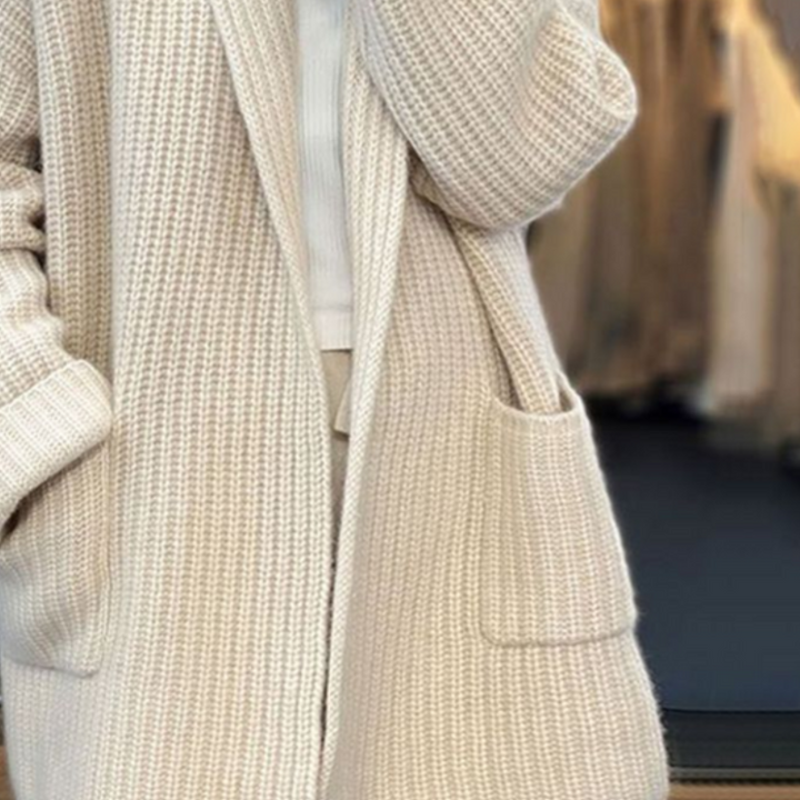 Corinne | Women's Oversized Open-Front Cardigan with Patch Pockets