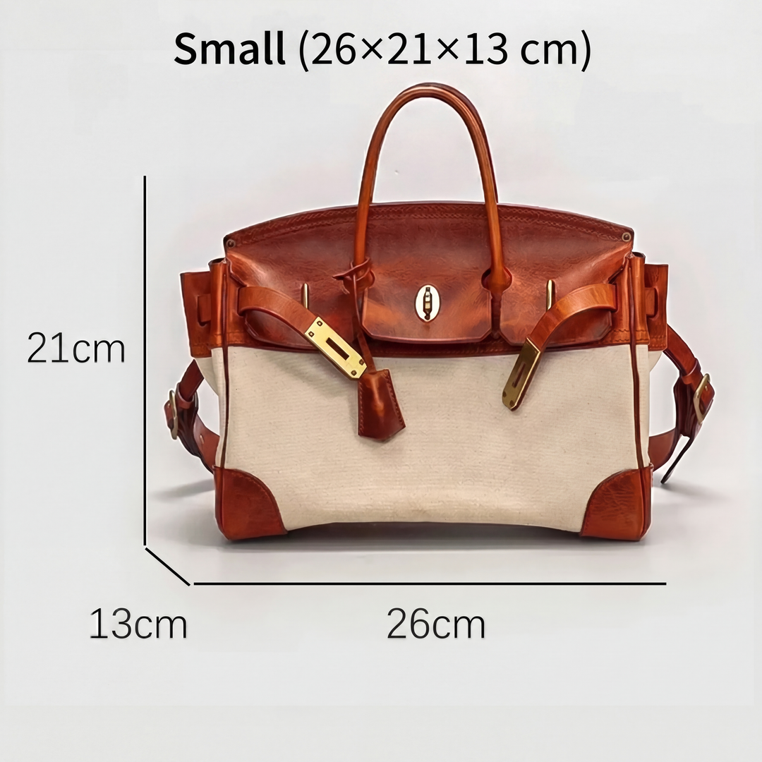 Canvas Leather Trim Gold Hardware Top Handle Weekend Bag