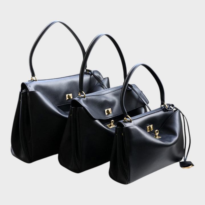 Structured Flap Top Handle Crossbody Leather Handbag