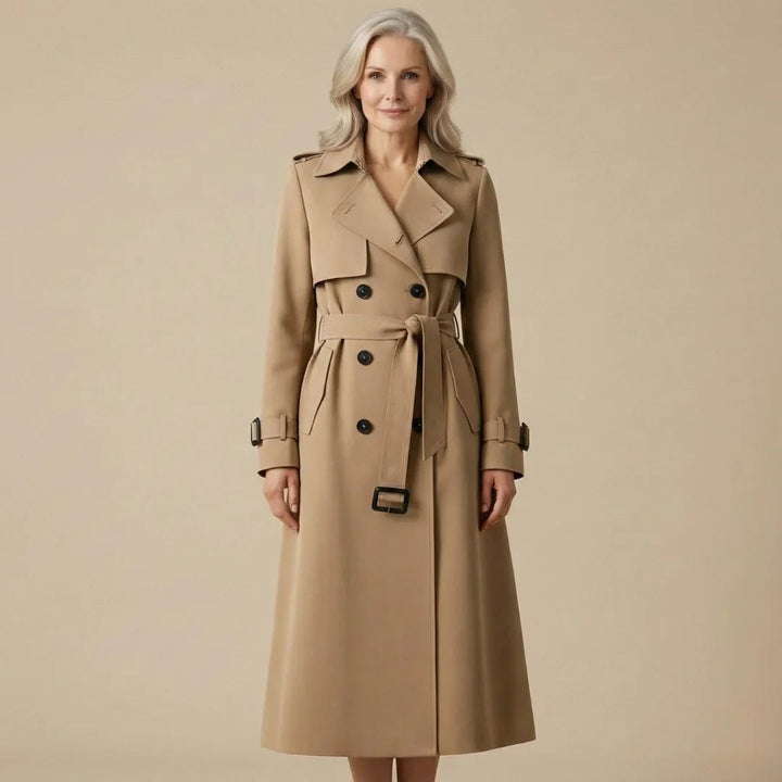 Cassandra | Women's Belted Double-Breasted Long Trench Coat