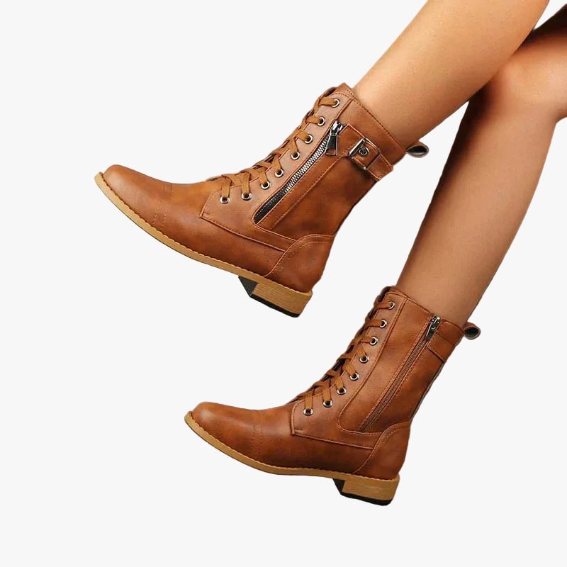 Cosima | Women's Faux Leather Lace-Up Combat Ankle Boots