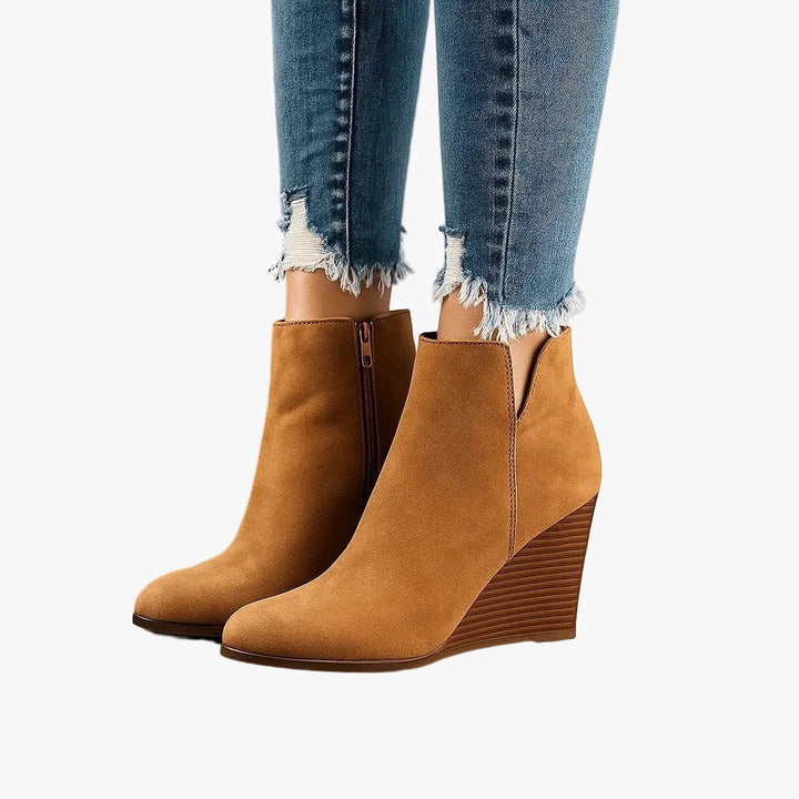 Beatrix | Women's Brown Suede Wedge Ankle Boots