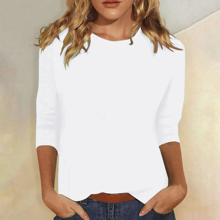Crew Neck 3/4 Sleeve Relaxed Fit Casual Everyday Top