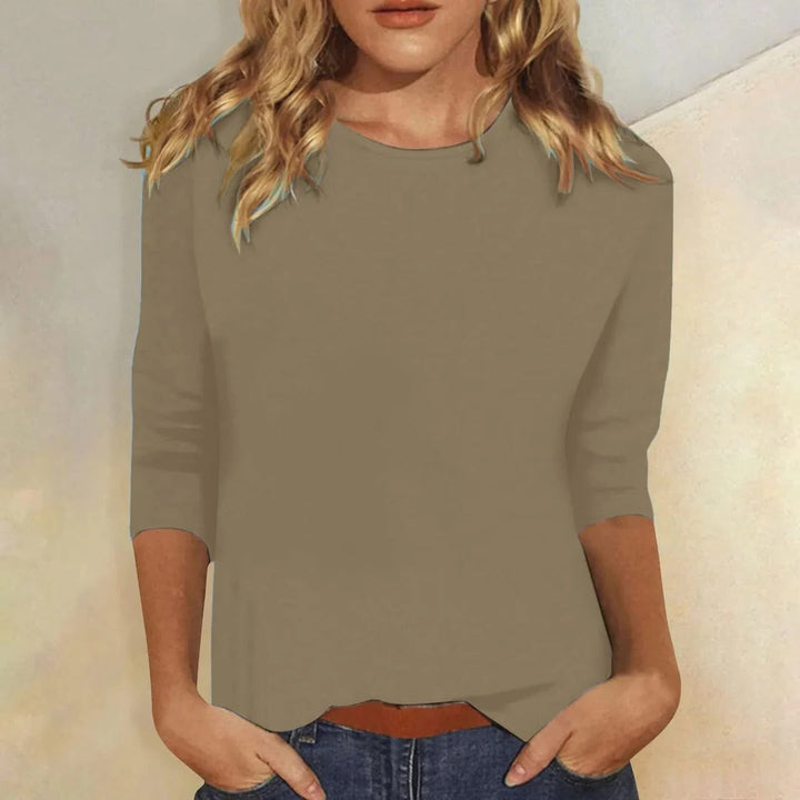 Crew Neck 3/4 Sleeve Relaxed Fit Casual Everyday Top