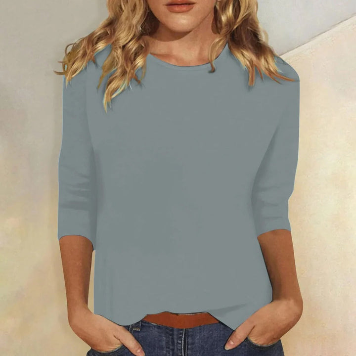 Crew Neck 3/4 Sleeve Relaxed Fit Casual Everyday Top
