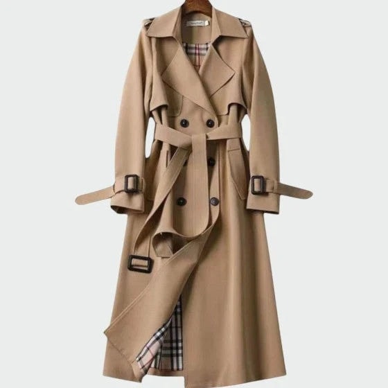 Cassandra | Women's Belted Double-Breasted Long Trench Coat