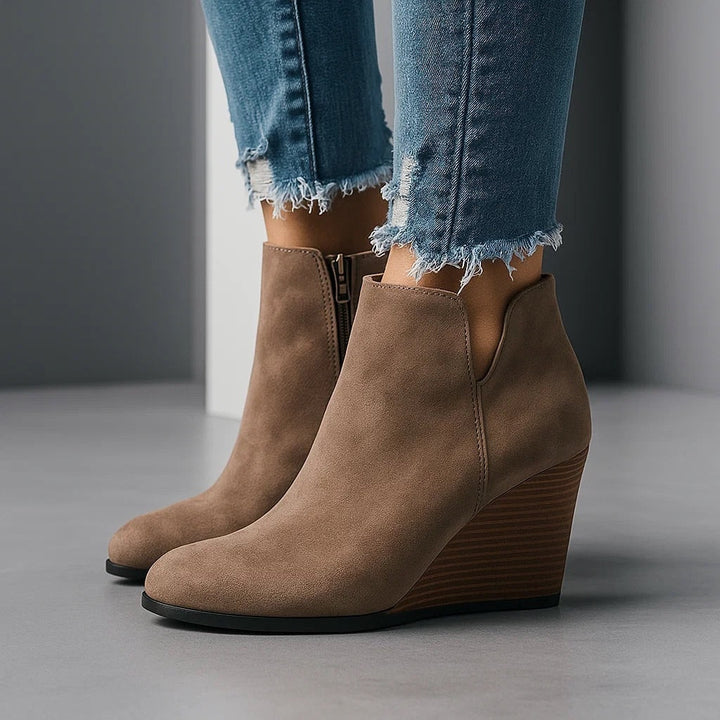 Beatrix | Women's Brown Suede Wedge Ankle Boots