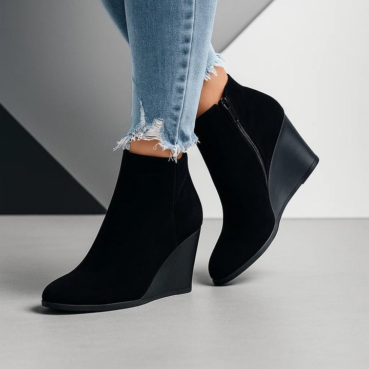 Beatrix | Women's Brown Suede Wedge Ankle Boots