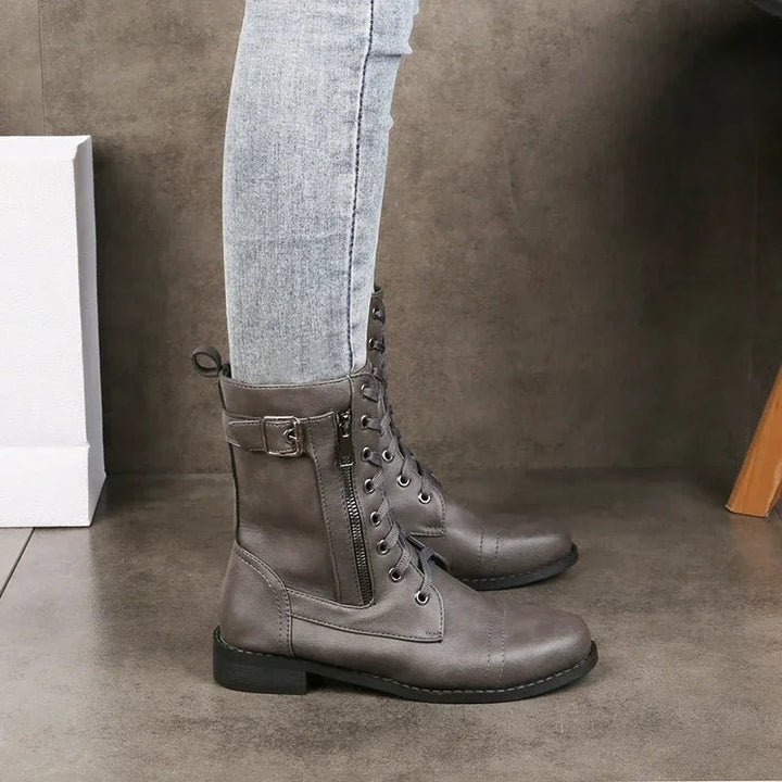 Cosima | Women's Faux Leather Lace-Up Combat Ankle Boots