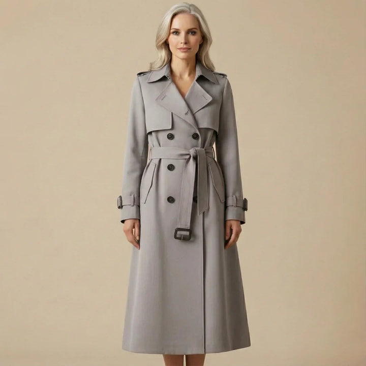 Cassandra | Women's Belted Double-Breasted Long Trench Coat