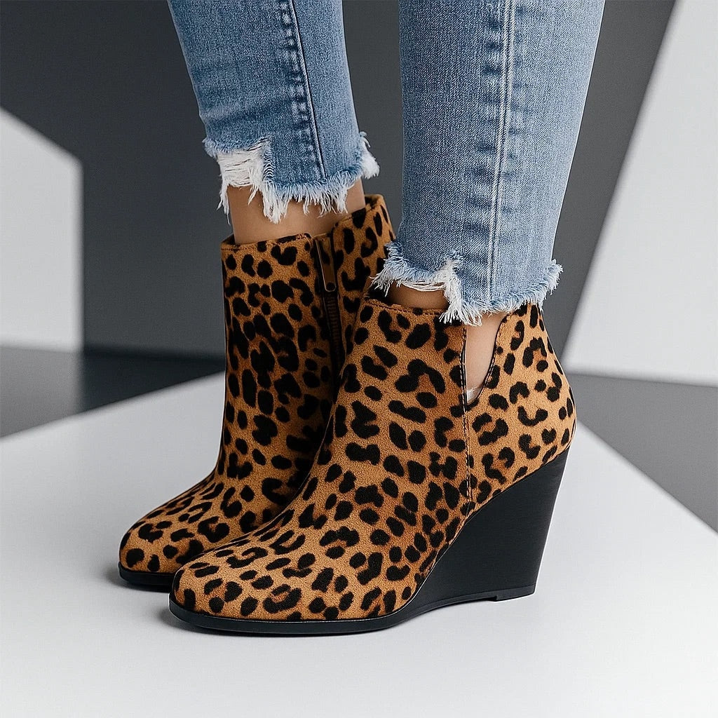 Beatrix | Women's Brown Suede Wedge Ankle Boots