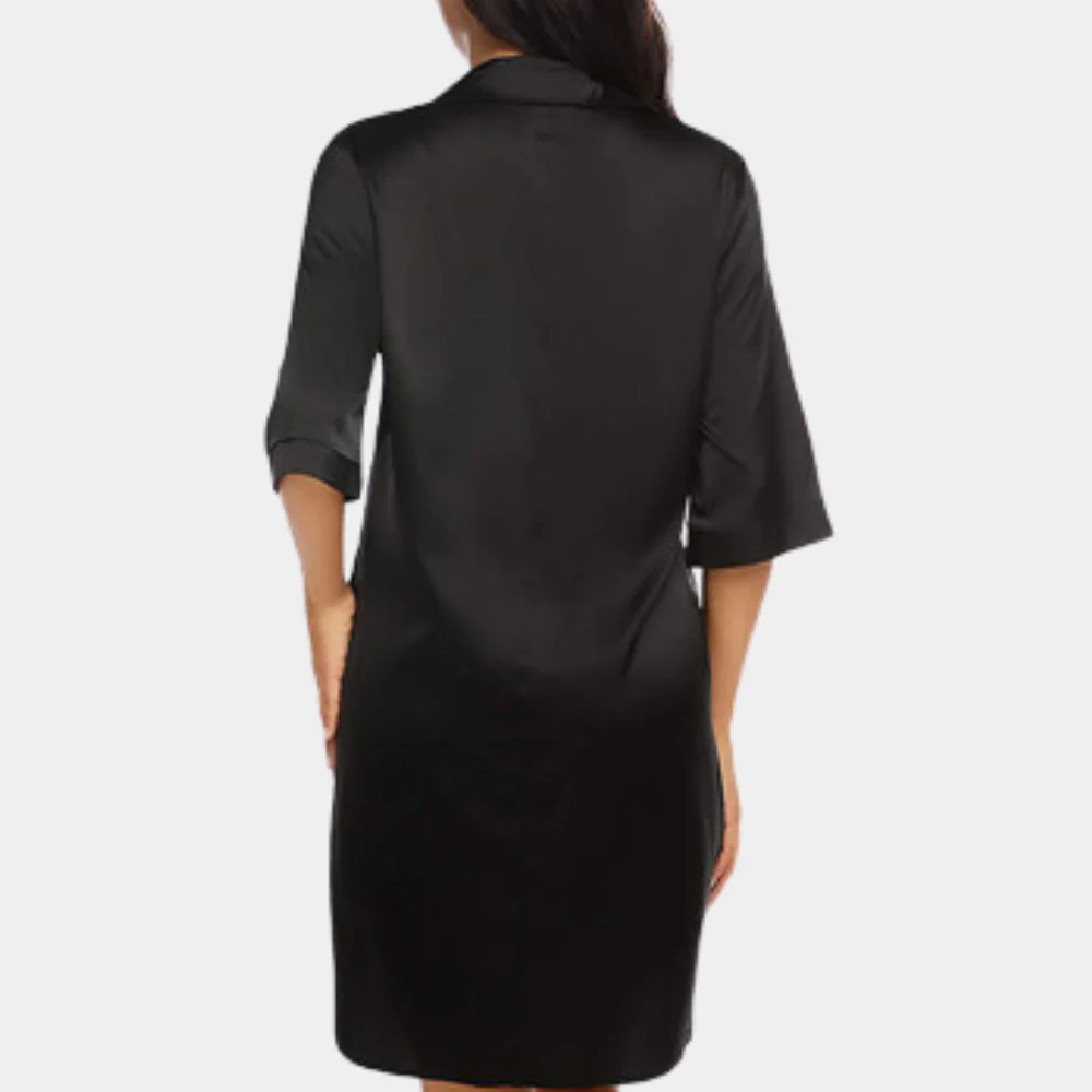 Satin Button Down Oversized Sleep Shirt Mini Dress