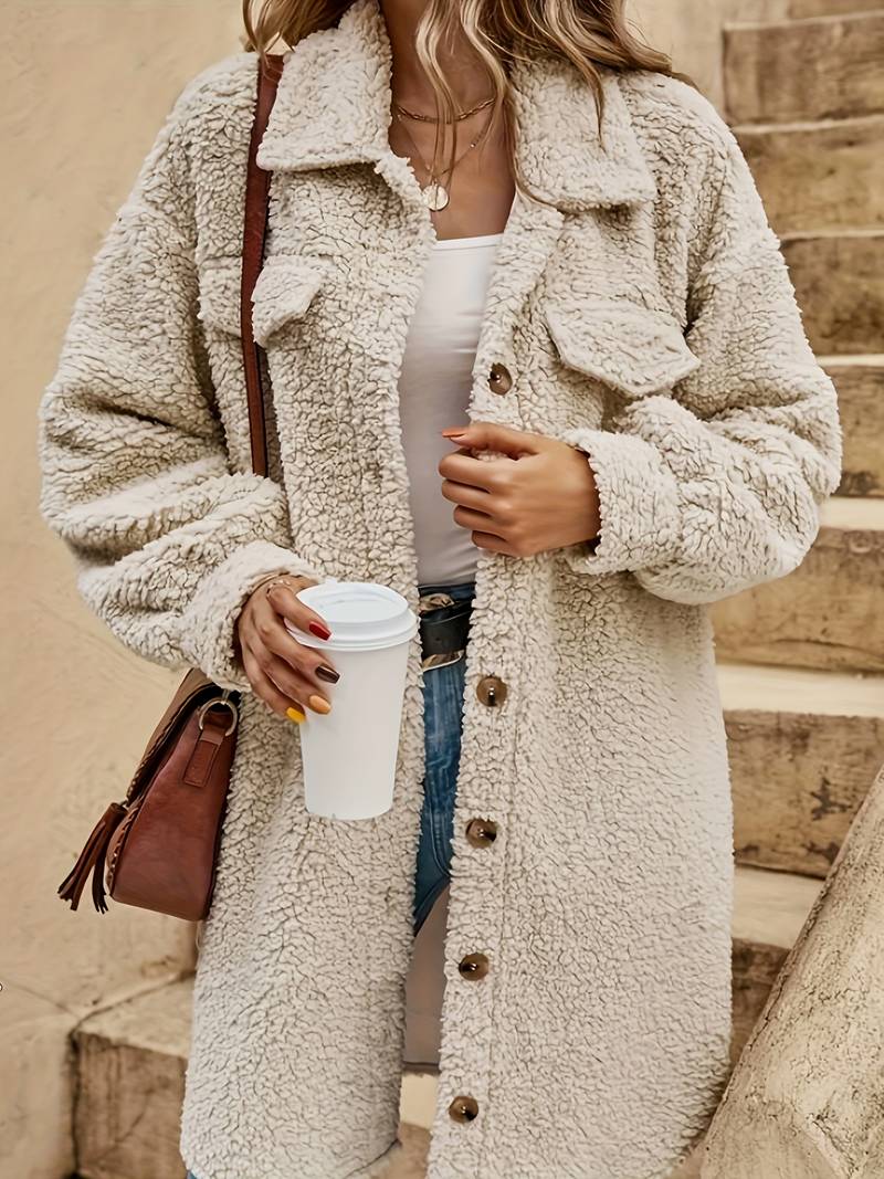 Ivy | Women's Oversized Long Coat with Button-Front Closure