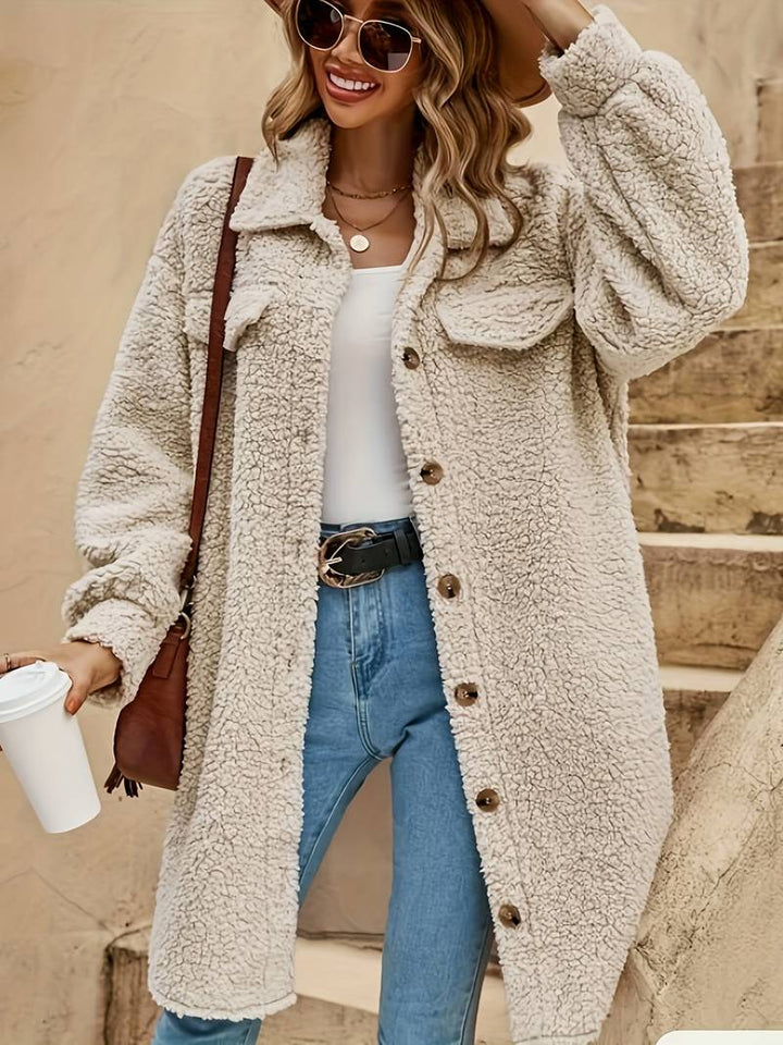 Ivy | Women's Oversized Long Coat with Button-Front Closure