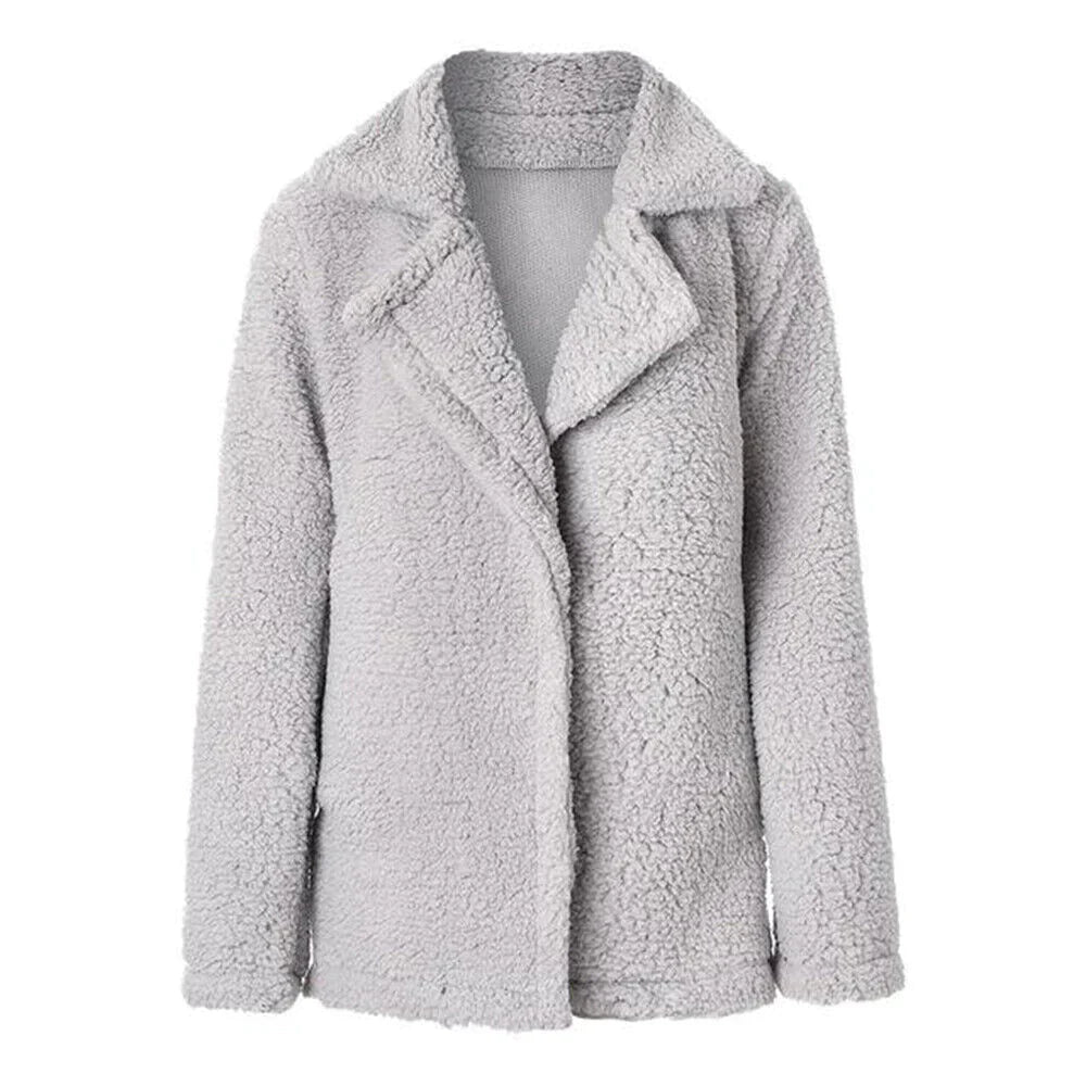 Jamie | Women's Relaxed Fit Teddy Fleece Jacket with Notched Lapel