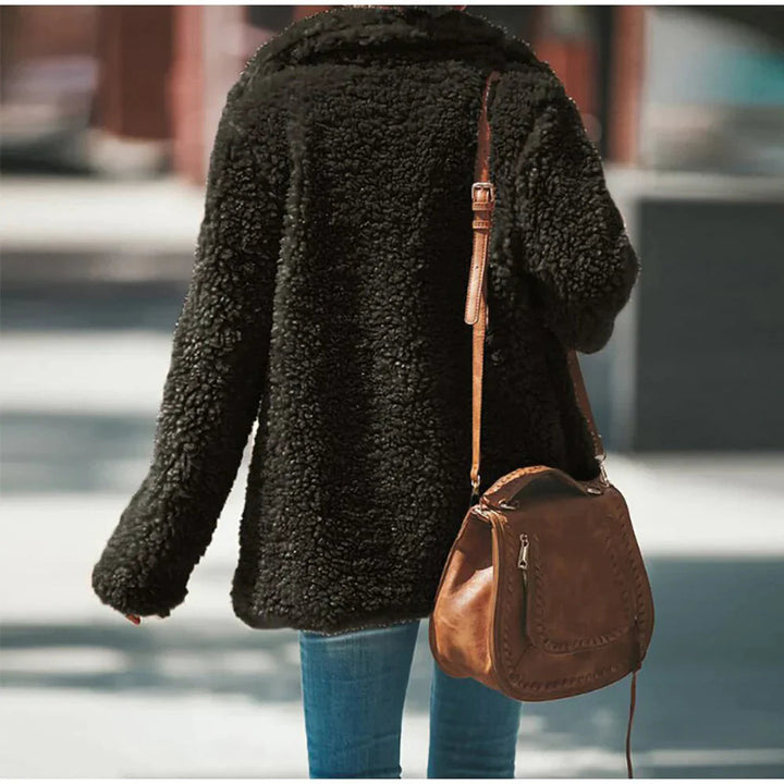 Jamie | Women's Relaxed Fit Teddy Fleece Jacket with Notched Lapel