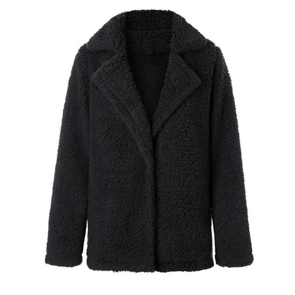 Jamie | Women's Relaxed Fit Teddy Fleece Jacket with Notched Lapel