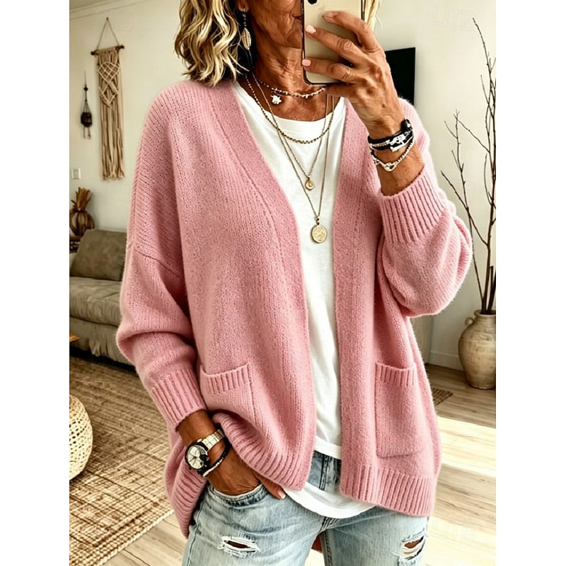 Josie | Women's Oversized Open-Front Knit Cardigan with Ribbed Cuffs and Pockets