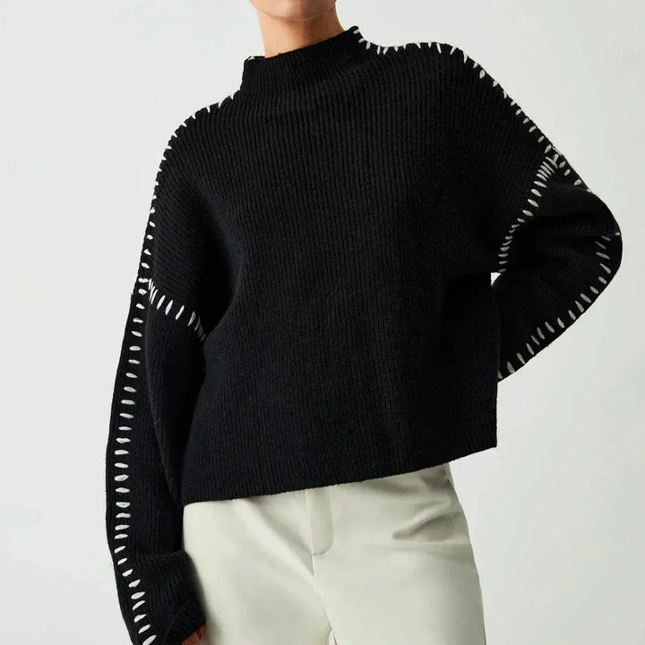 Nia | Women's Cropped Mock Neck Ribbed Sweater