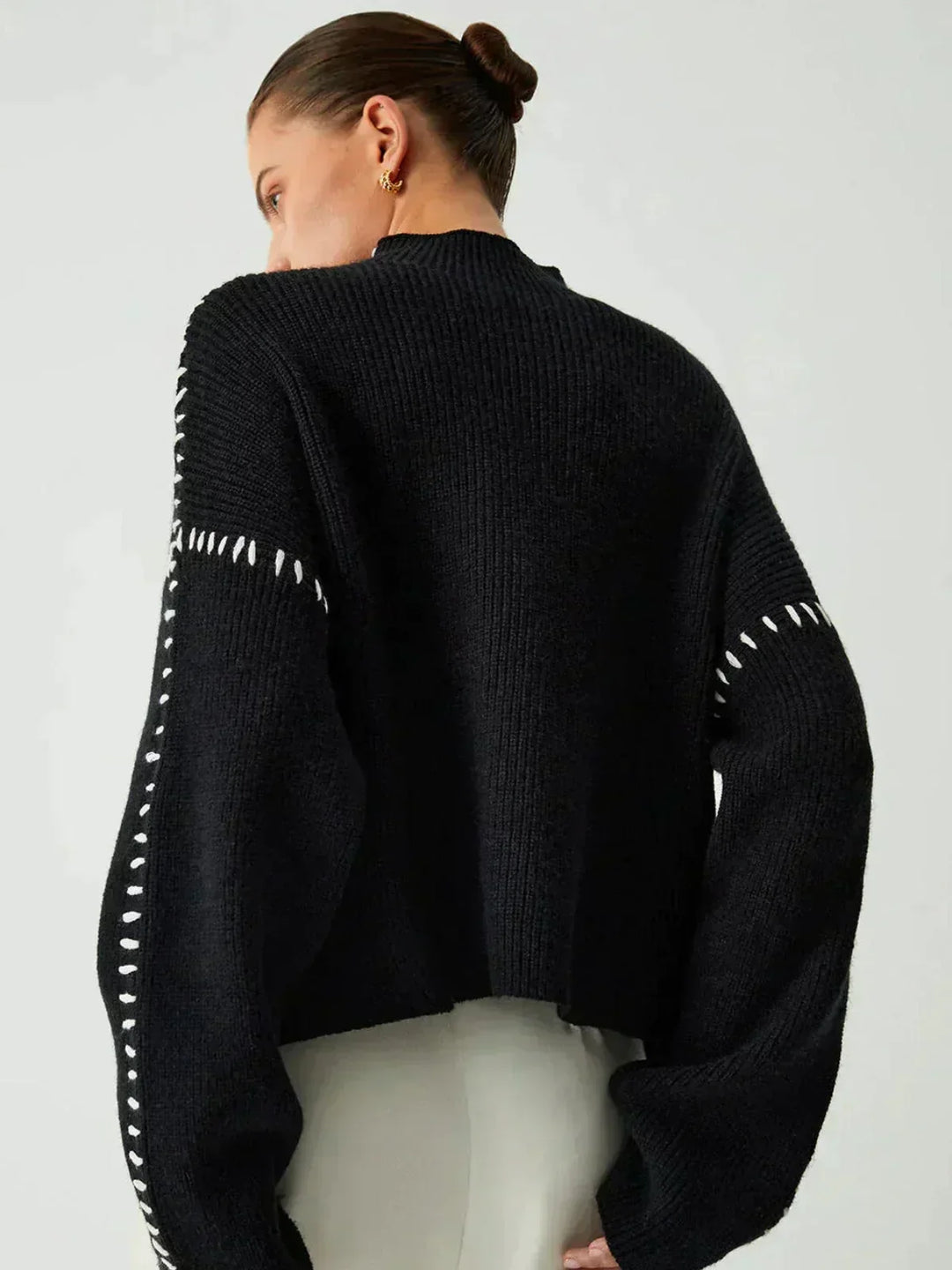Nia | Women's Cropped Mock Neck Ribbed Sweater