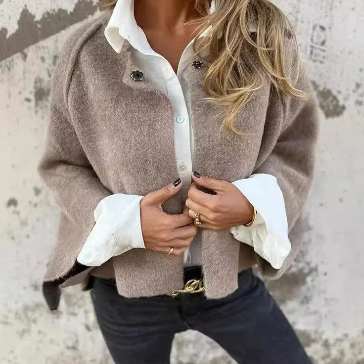 Haley - Round Neck and Long Sleeves Wool Coat