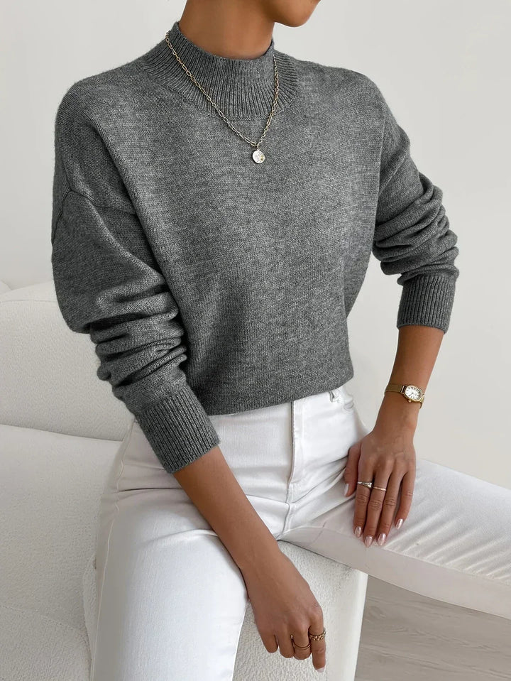Elara | Women's Drop Shoulder Turtleneck Sweater with Ribbed Cuffs