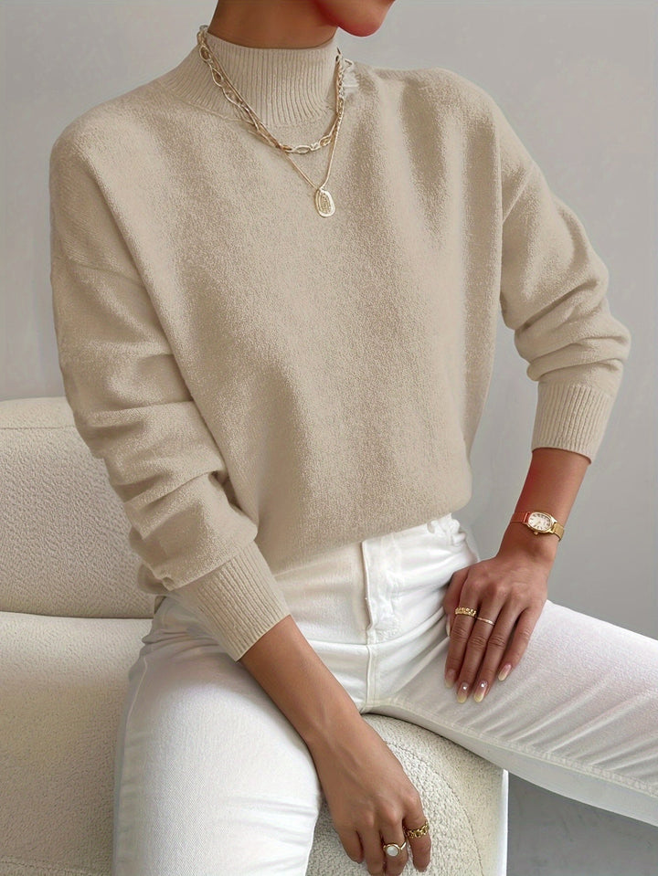 Elara | Women's Drop Shoulder Turtleneck Sweater with Ribbed Cuffs