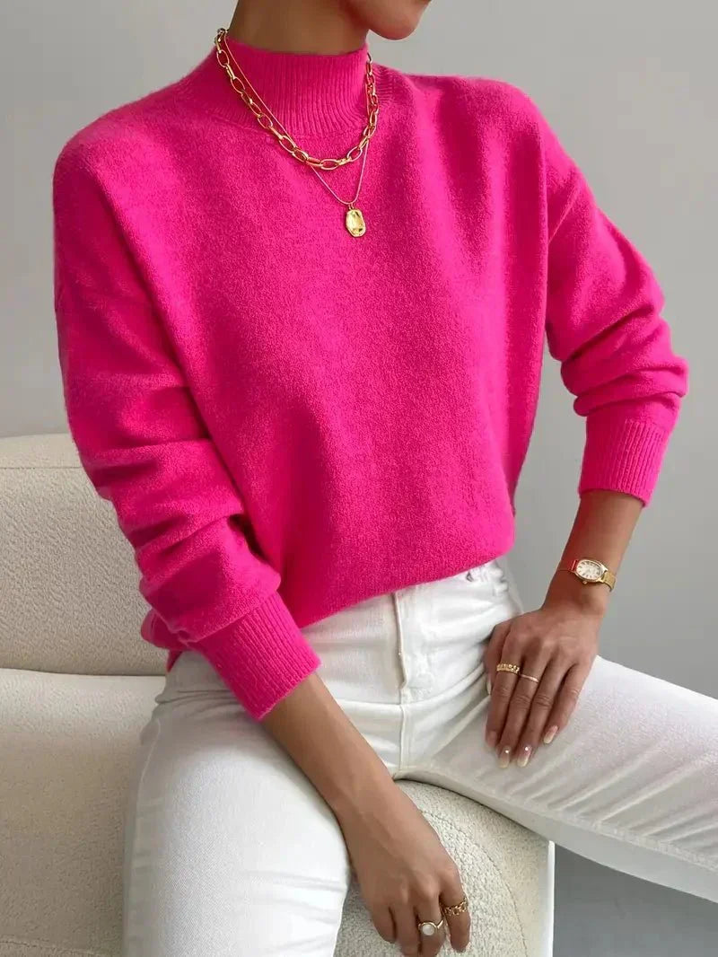 Elara | Women's Drop Shoulder Turtleneck Sweater with Ribbed Cuffs