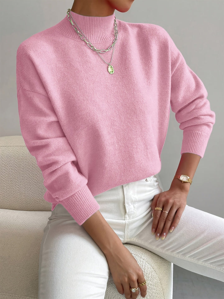 Elara | Women's Drop Shoulder Turtleneck Sweater with Ribbed Cuffs
