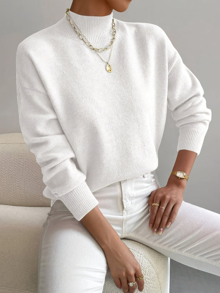 Elara | Women's Drop Shoulder Turtleneck Sweater with Ribbed Cuffs