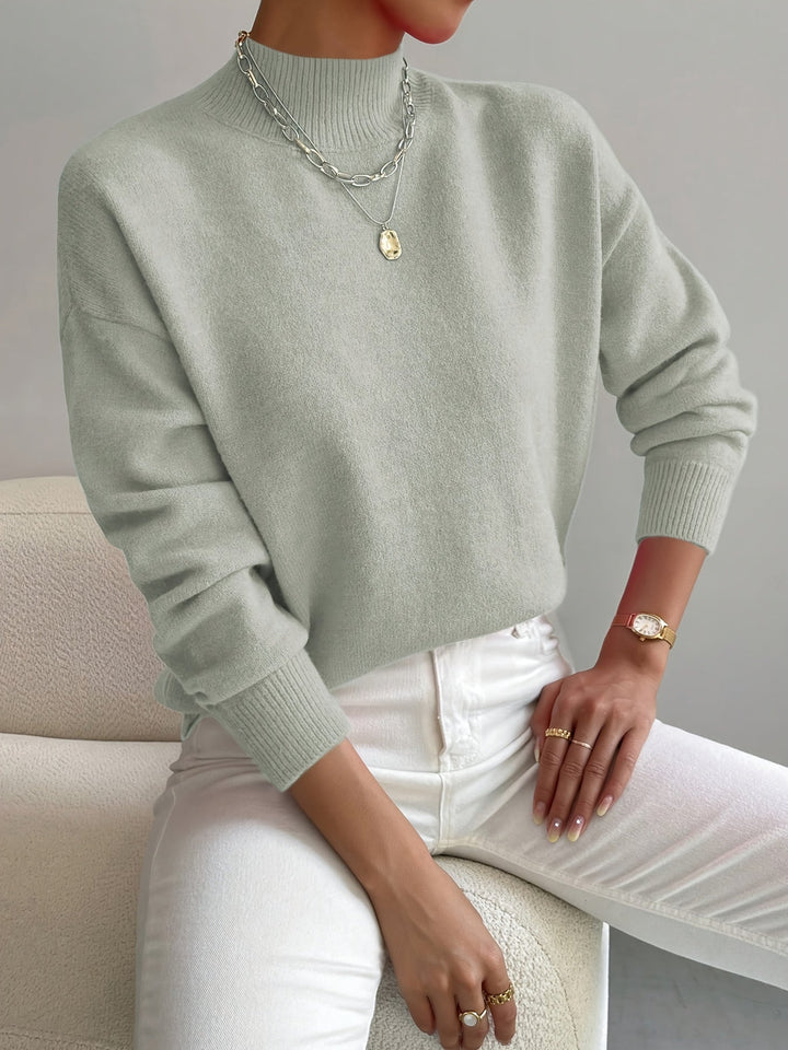 Elara | Women's Drop Shoulder Turtleneck Sweater with Ribbed Cuffs