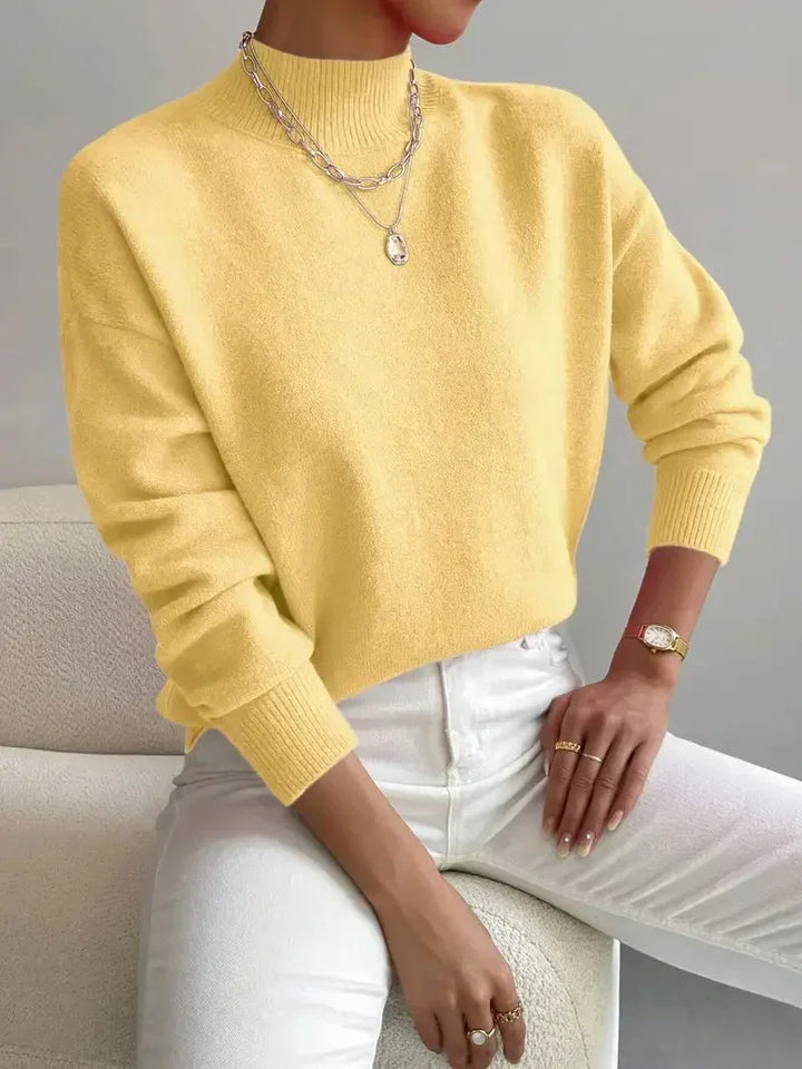 Elara | Women's Drop Shoulder Turtleneck Sweater with Ribbed Cuffs