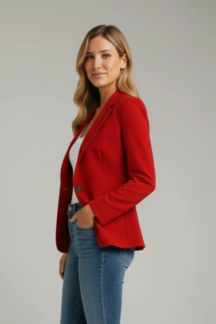 Notch Lapel Single Button Welt Pocket Slim Fit Blazer