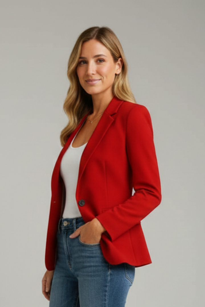 Notch Lapel Single Button Welt Pocket Slim Fit Blazer