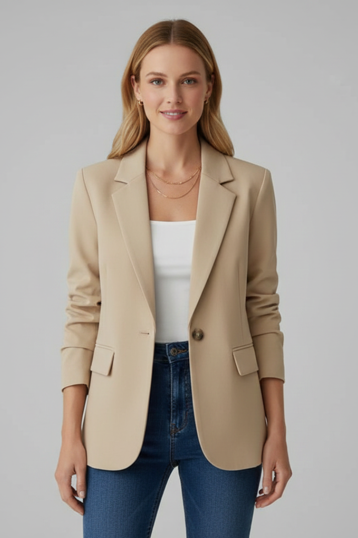 Notch Lapel Single Button Welt Pocket Slim Fit Blazer