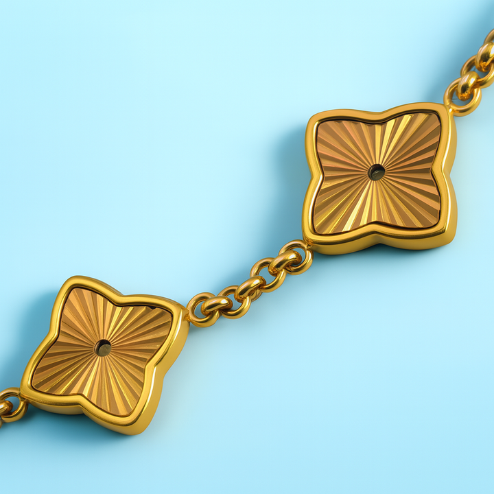 Briana | Textured Multi Clover Bracelet - 18K Gold Plated Waterproof