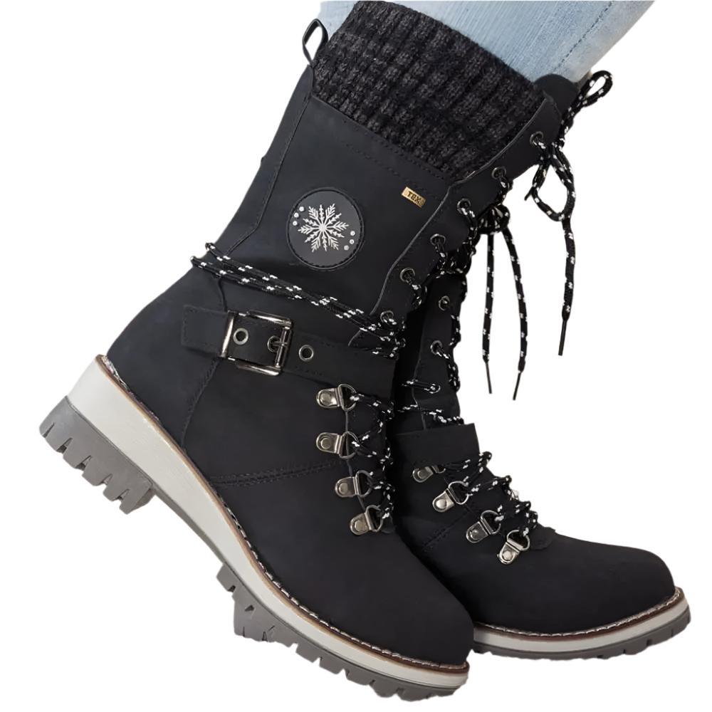 Wren | Women's Lace-Up Mid-Calf Combat Winter Boots with Knit Cuff