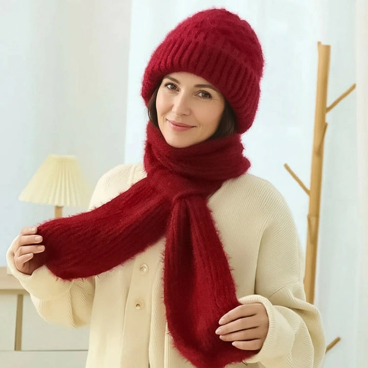 Fleece-lined windproof hat and scarf with integrated ear protection