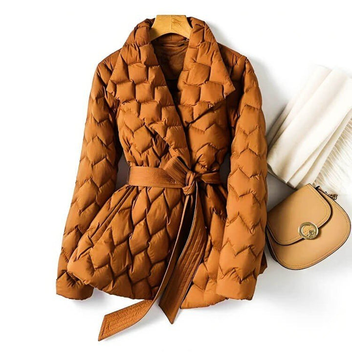 Isabella | Women's Belted Quilted Down Coat with Shawl Collar
