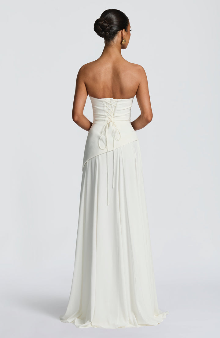 Ruched Halter Neck Maxi Dress - Formal Evening Gown