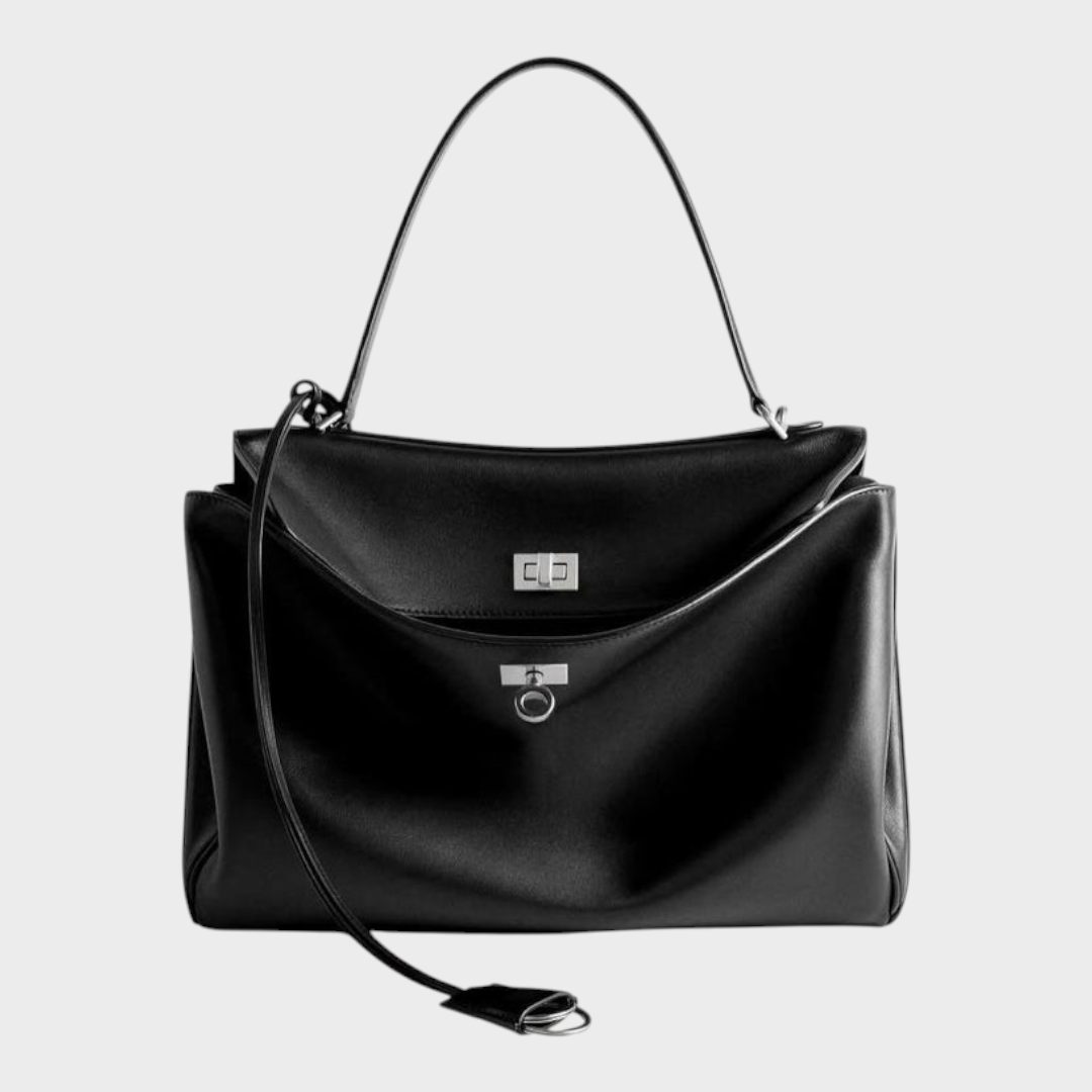 Structured Flap Top Handle Crossbody Leather Handbag