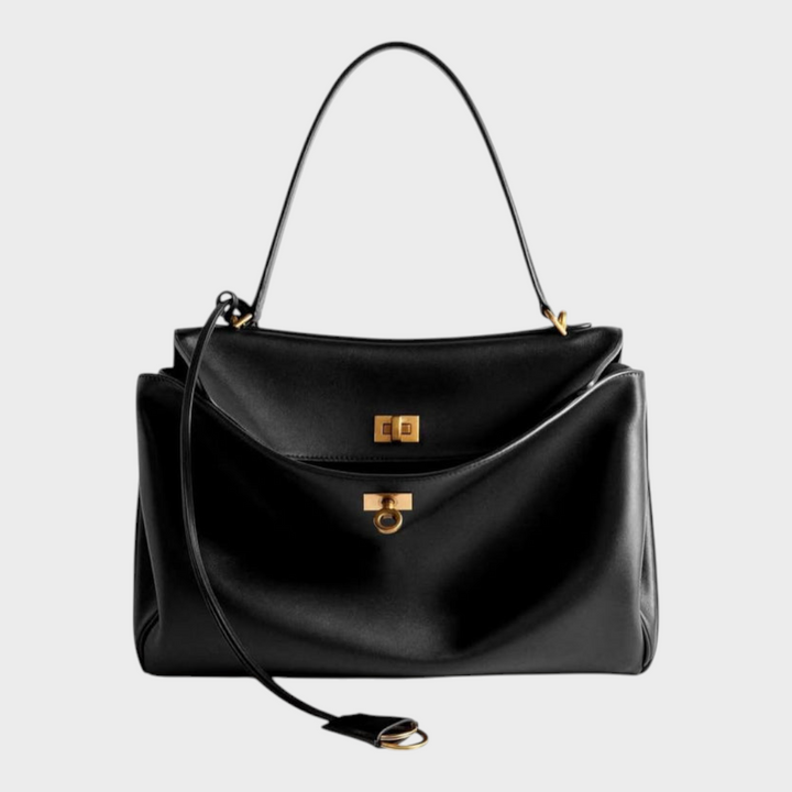 Structured Flap Top Handle Crossbody Leather Handbag