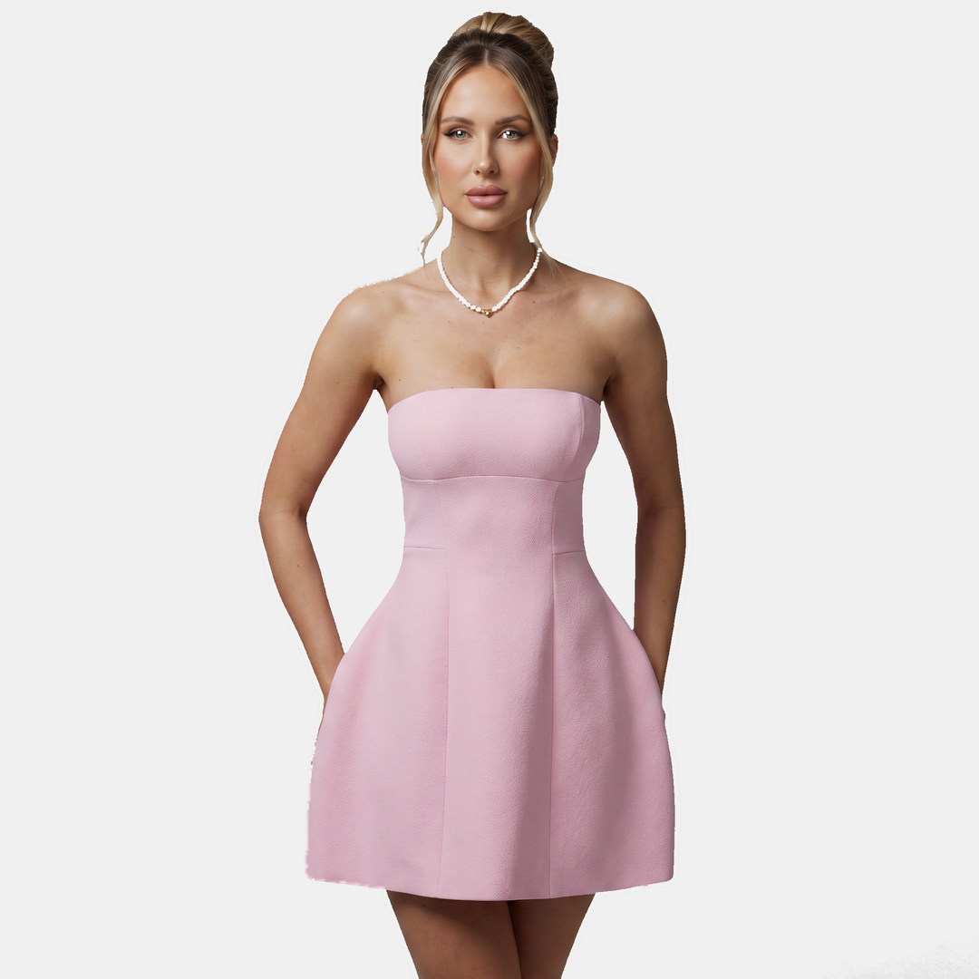 Calantha | Women's Strapless A-Line Fitted Bandeau Mini Homecoming Dress