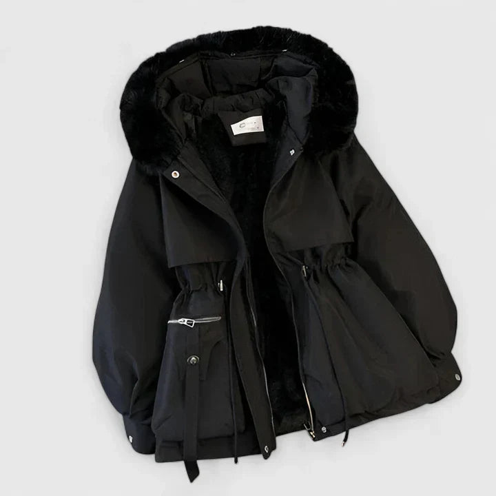 Aya | Women's Faux Fur Hood Parka Coat with Drawstring Waist