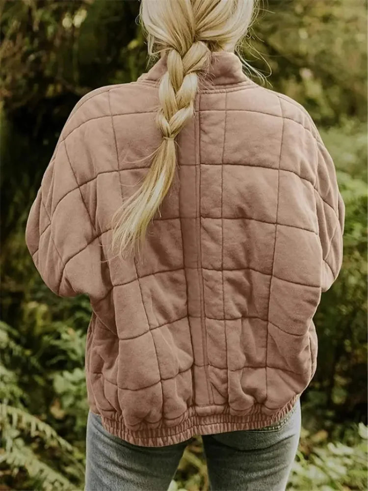 Caroline | Women's Oversized Quilted Jacket with Stand Collar