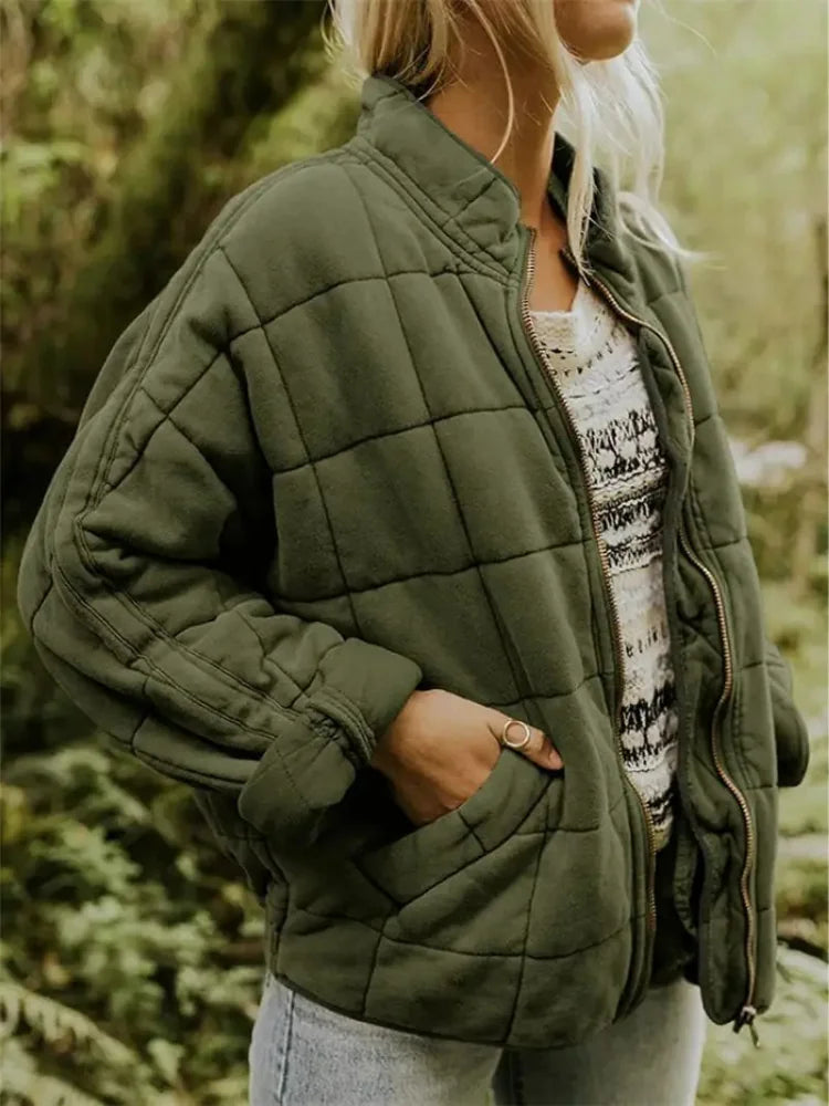 Caroline | Women's Oversized Quilted Jacket with Stand Collar