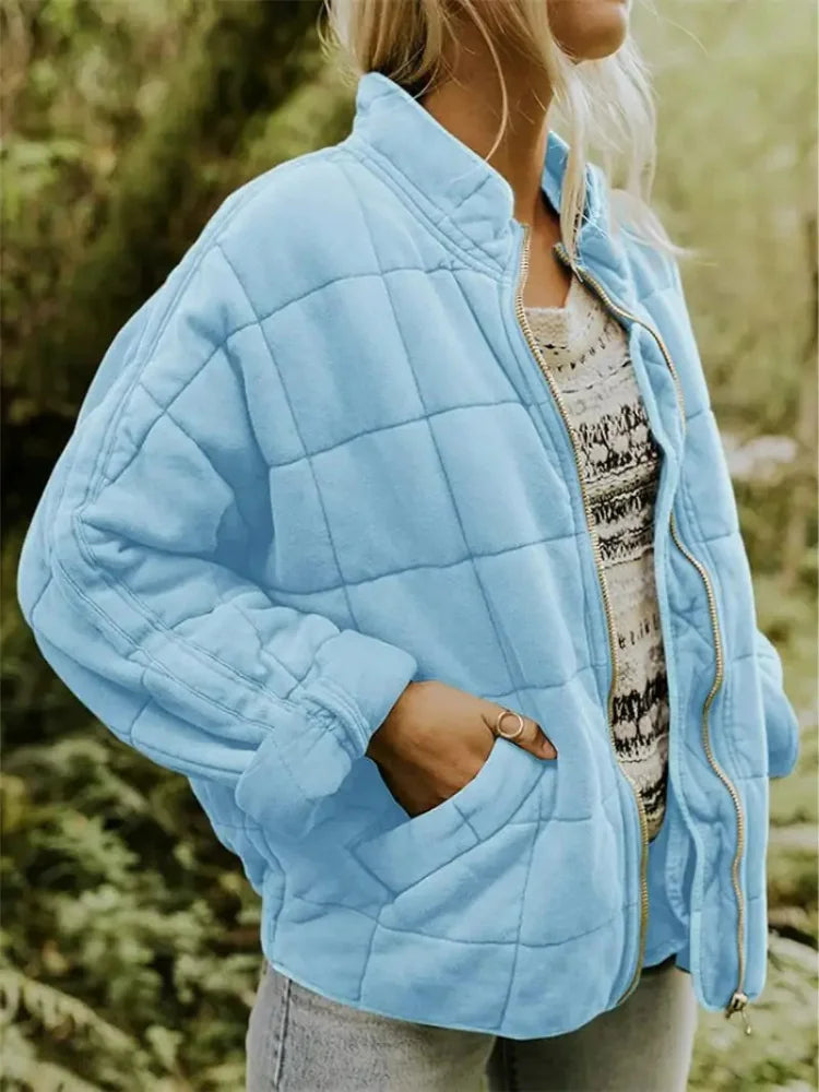 Caroline | Women's Oversized Quilted Jacket with Stand Collar
