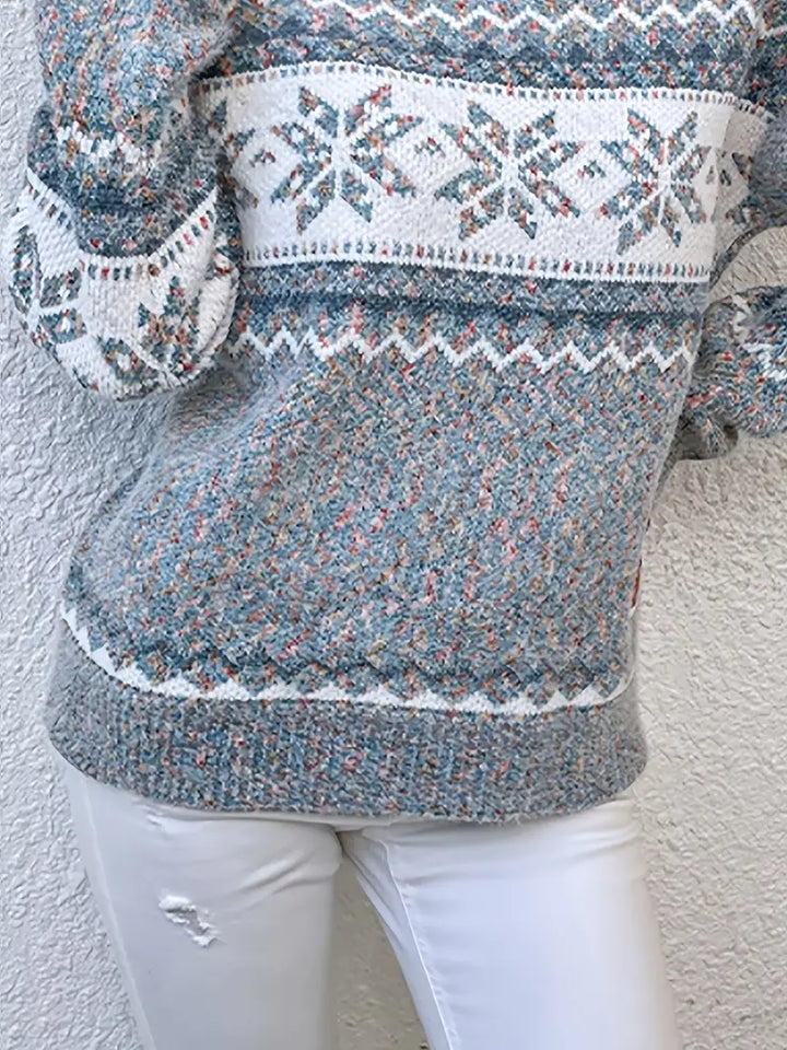 Hannah | Women's Snowflake Fair Isle Mock Neck Sweater